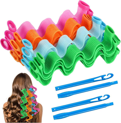24pcs Heatless Hair Curlers Wave Formers – Perfect Curls Without Heat Damage!