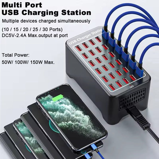 30-Port USB Charging Station