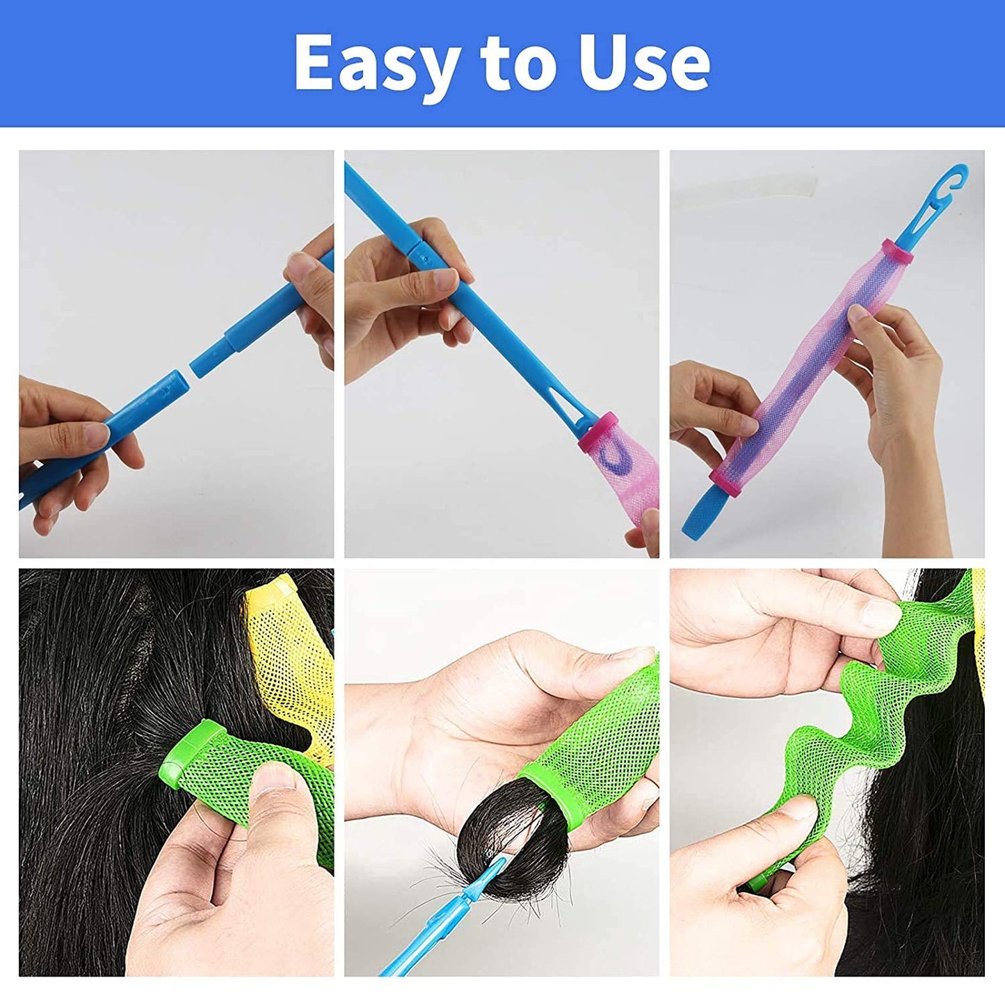 24pcs Heatless Hair Curlers Wave Formers – Perfect Curls Without Heat Damage!