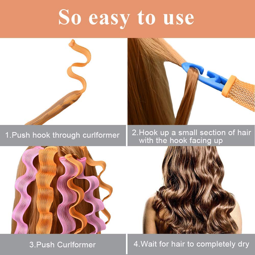 24pcs Heatless Hair Curlers Wave Formers – Perfect Curls Without Heat Damage!