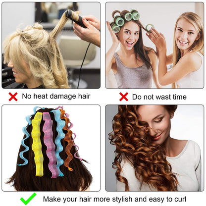 24pcs Heatless Hair Curlers Wave Formers – Perfect Curls Without Heat Damage!