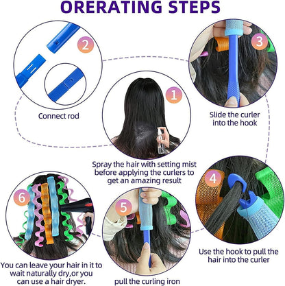 24pcs Heatless Hair Curlers Wave Formers – Perfect Curls Without Heat Damage!