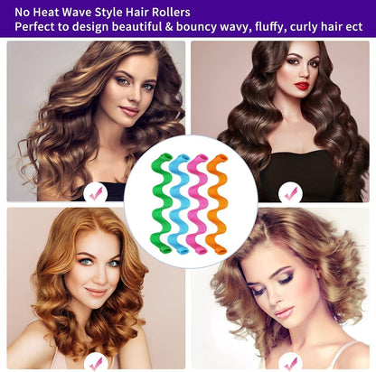 24pcs Heatless Hair Curlers Wave Formers – Perfect Curls Without Heat Damage!