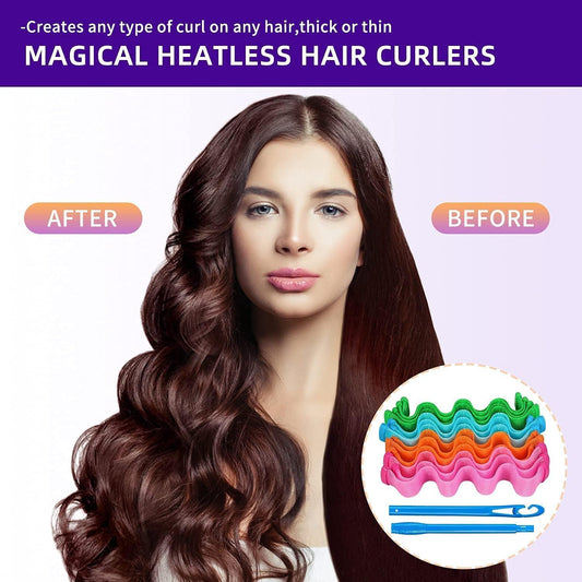 24pcs Heatless Hair Curlers Wave Formers – Perfect Curls Without Heat Damage!