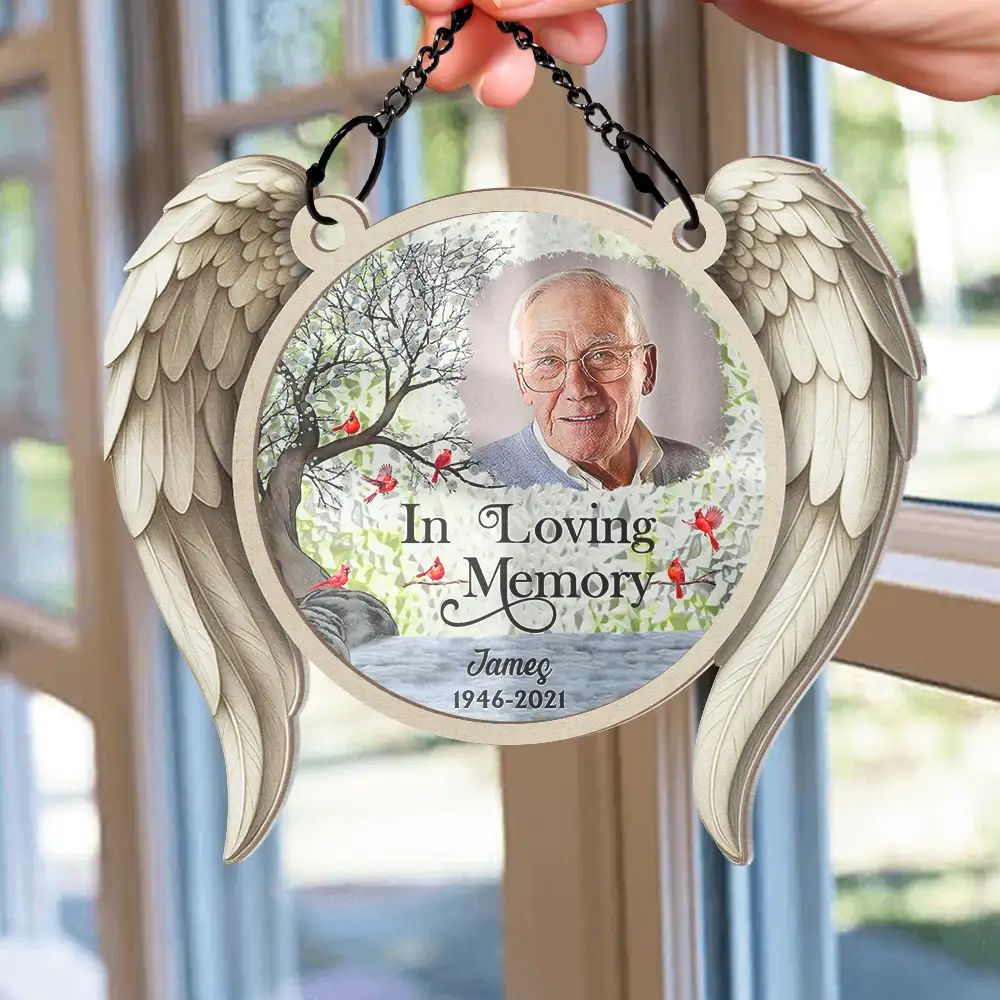 Custom Photo I'm Always With You Angel Wings - Personalized Window Hanging Suncatcher Ornament