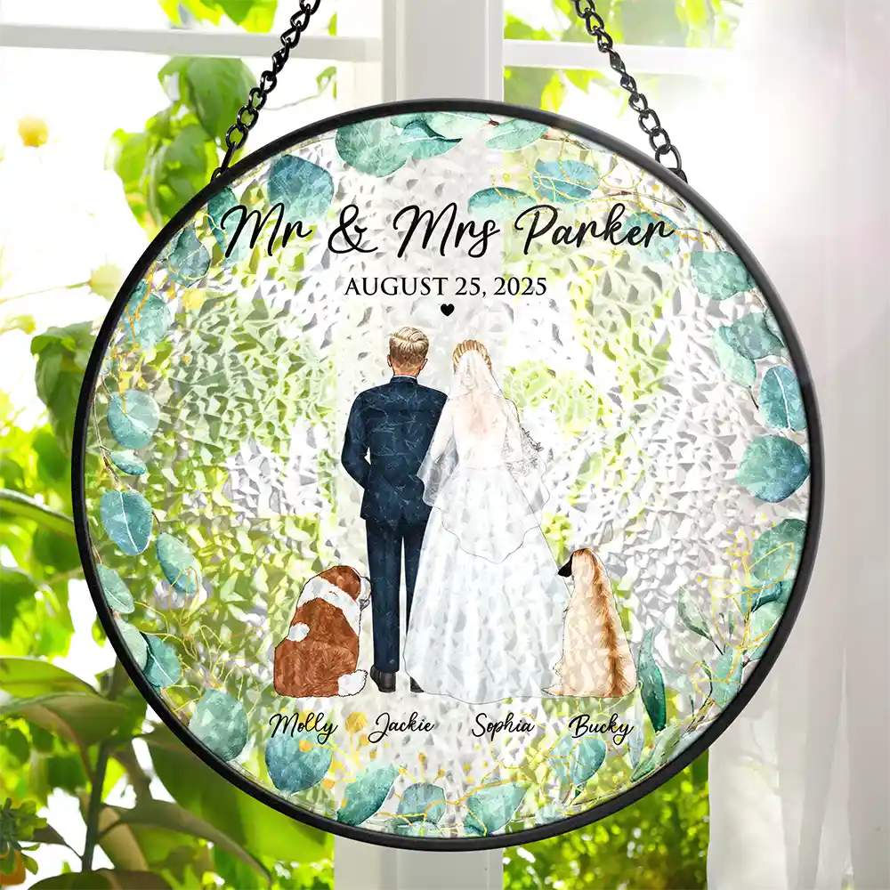Pet Couple Wedding - Personalized Stained Glass Window Hanging Suncatcher