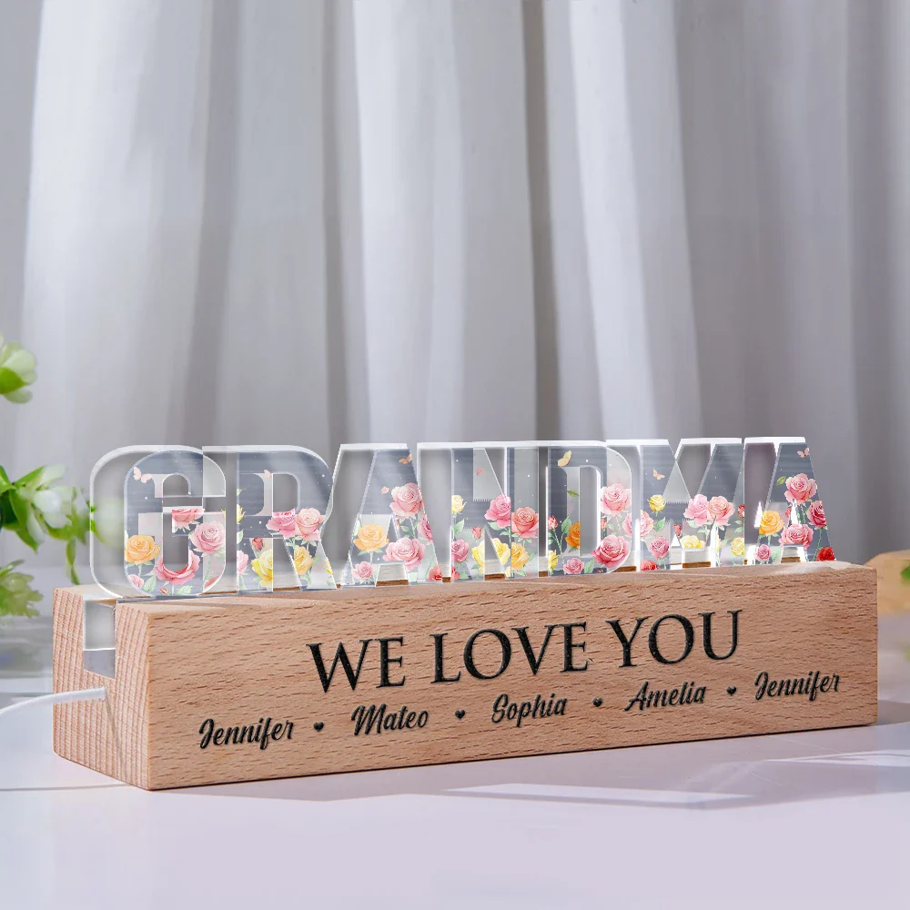 Mom We Love You Birth Month Flower - Personalized Custom Shaped LED Light