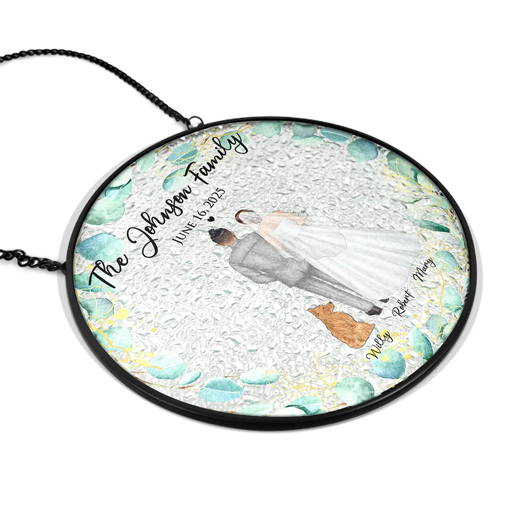 Pet Couple Wedding - Personalized Stained Glass Window Hanging Suncatcher
