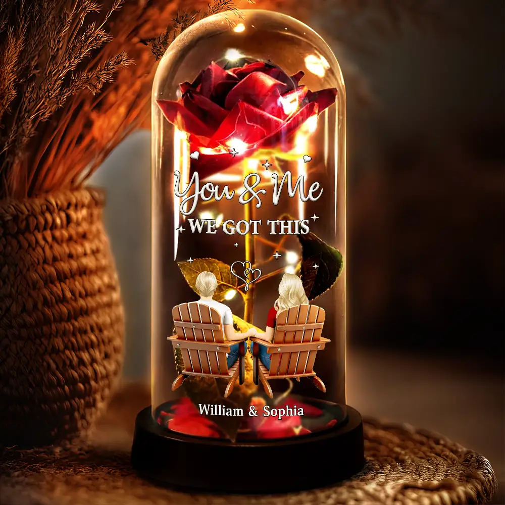 You & Me We Got This - Personalized Everlasting Rose Dome Lamp