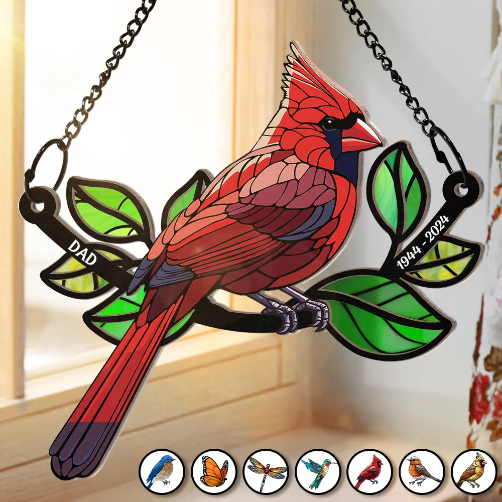 Memorial Mom Dad Grandma Grandpa - Personalized Window Hanging Suncatcher Ornament